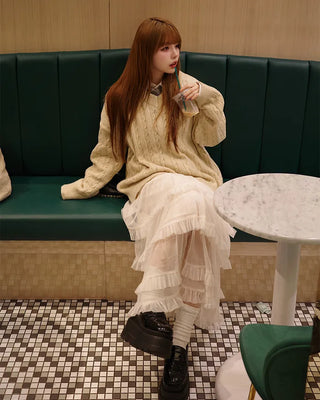 Chiffon tiered long skirt