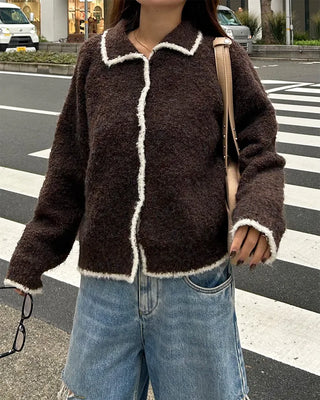 Two-tone knit cardigan