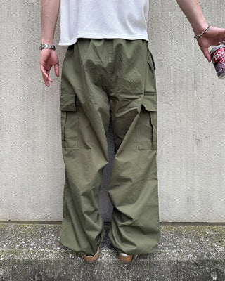 Button pocket wide cargo pants