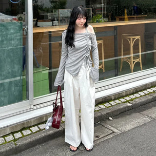Asymmetrical Shirring T-Shirt