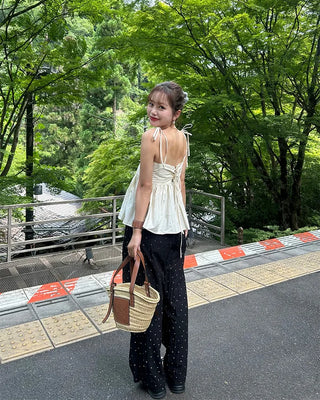 Shoulder ribbon camisole blouse