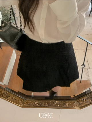 A-line pleated mini tweed skirt (2c)