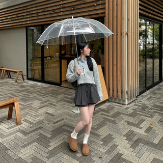 Waist ribbon pleated mini skirt