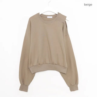 Shoulder slit cropped sweatshirt
