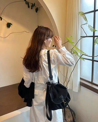 Round collar string blouse