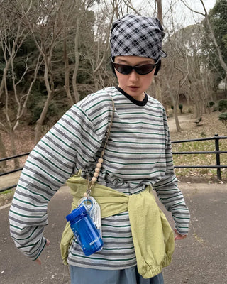 Color-blocked striped T-shirt