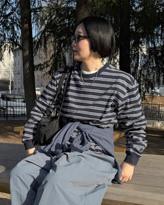 Cropped striped T-shirt