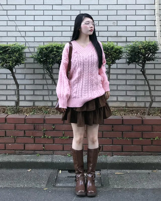 Corduroy tiered mini skirt