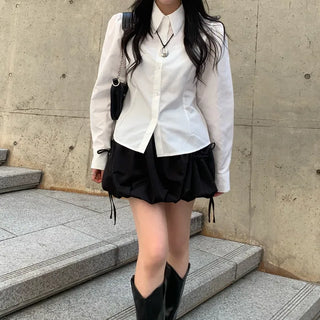Balloon Shirred Mini Skirt