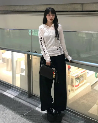 Slim-fit sleeve lettering hoodie