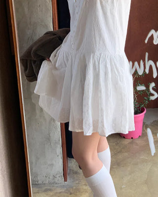 Punched Shirring Mini Dress