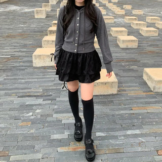 Frilled flared mini skirt