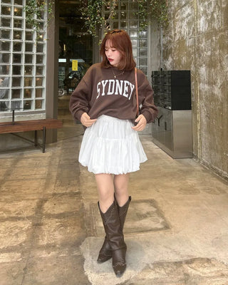 Elastic waist balloon mini skirt