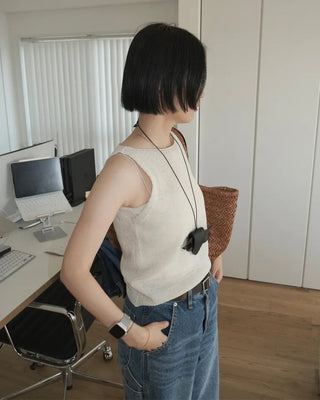 Linen knit sleeveless top
