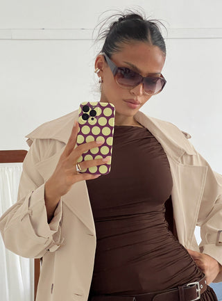 Evyna iPhone Case Yellow  Plum Polka Dot