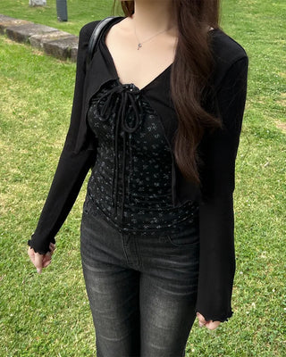 (Set item) Flower camisole & sheer cardigan