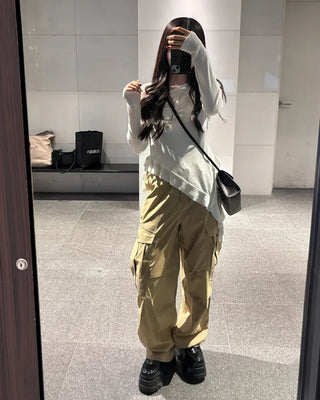 Off-shoulder asymmetrical T-shirt