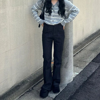 Flared indigo denim