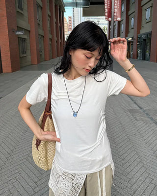 Pintuck Short-Sleeve T-Shirt