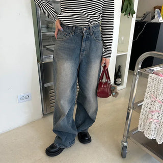 Balloon silhouette denim pants