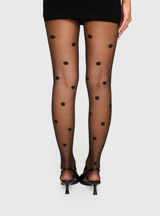 Morgynne Sheer Tights Black Polka