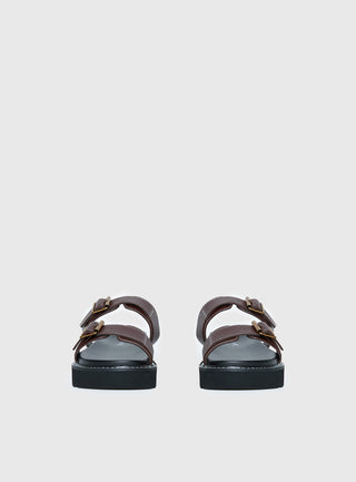 Ma Belle Sandals Contrast Stitch Chocolate