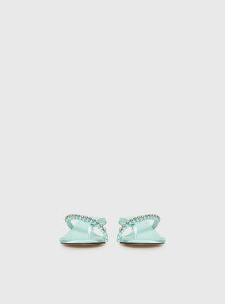 Little Italy Diamante Detail Thong Heels Aqua