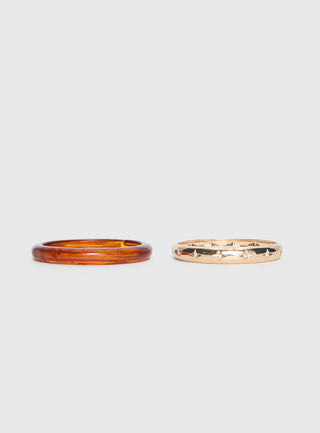 Rhi Rhi Diamante Resin Cuff Pack Brown  Gold