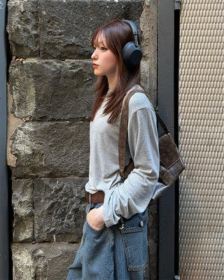 Rayon long-sleeved T-shirt