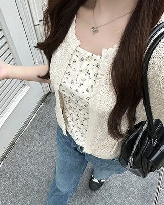 Flower button camisole