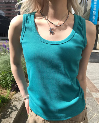 Jewel neck ribbed camisole