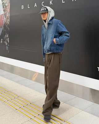 Stitch design denim blouson