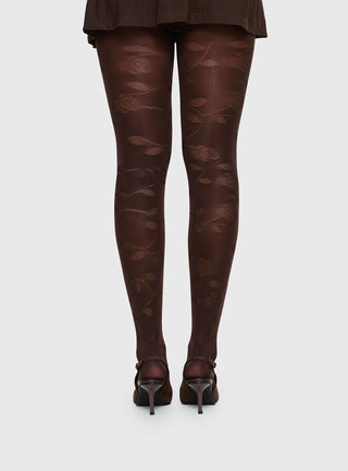 Pomeline Floral Tights Brown