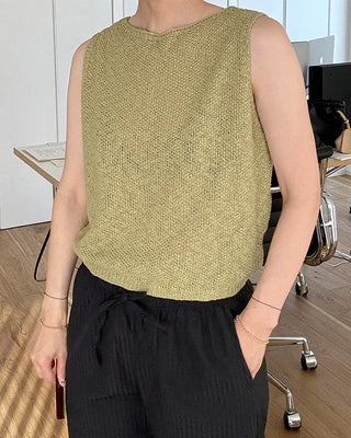 Linen knit sleeveless dress