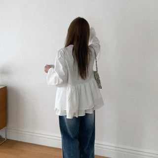 Ribbon frill blouse