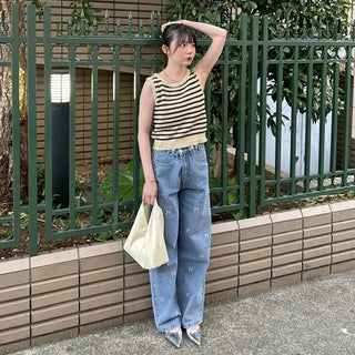 Striped knit sleeveless knit