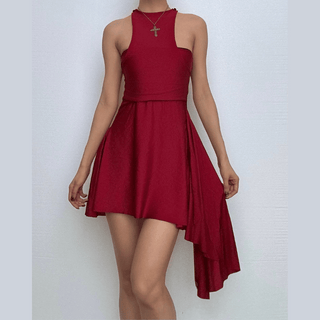 Halter ruched solid mini dress