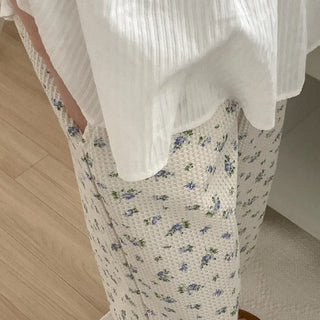 Floral print waffle jogger pants