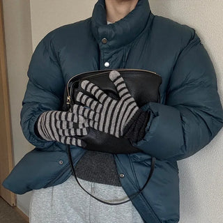 Striped long gloves