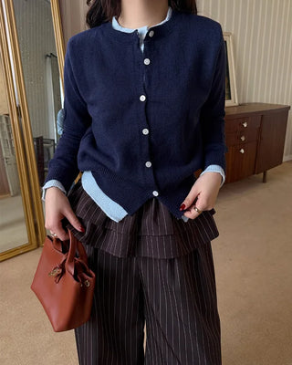 Round neck layered cardigan