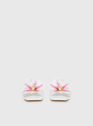 Exotic Etty Floral Detail Heels White
