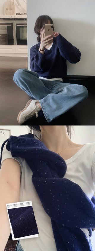 (Over 10,000 sold) V-neck knit - 5 colors