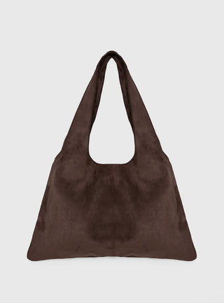 Tell The Truth Studded Faux Suede Bag Chocolate