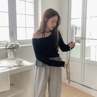 Ribbon Asymmetrical Frill Knit