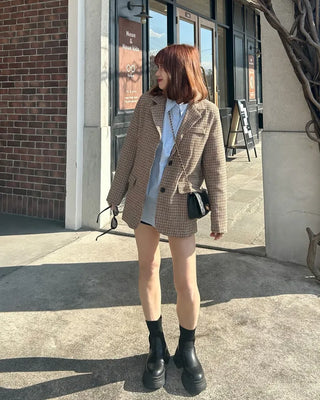 Oversized check jacket