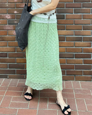 Embossed Banding Long Skirt