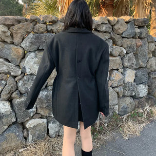 [unisex] Oversized wool string slit jacket