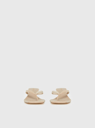 So Exclusive Faux Suede Thong Heels Tan