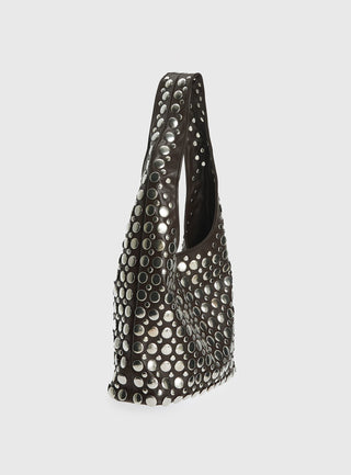 In The Crowd Shoulder Bag Brown  Silver