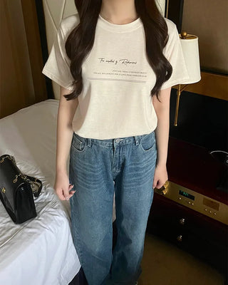 Lettering Tencel Half-Sleeve T-Shirt